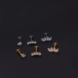 Titanium CZ Cartilage Earrings Water Drop Labret Piercing Lip Stud