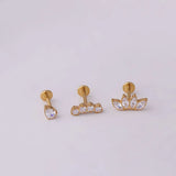 Titanium CZ Cartilage Earrings Water Drop Labret Piercing Lip Stud