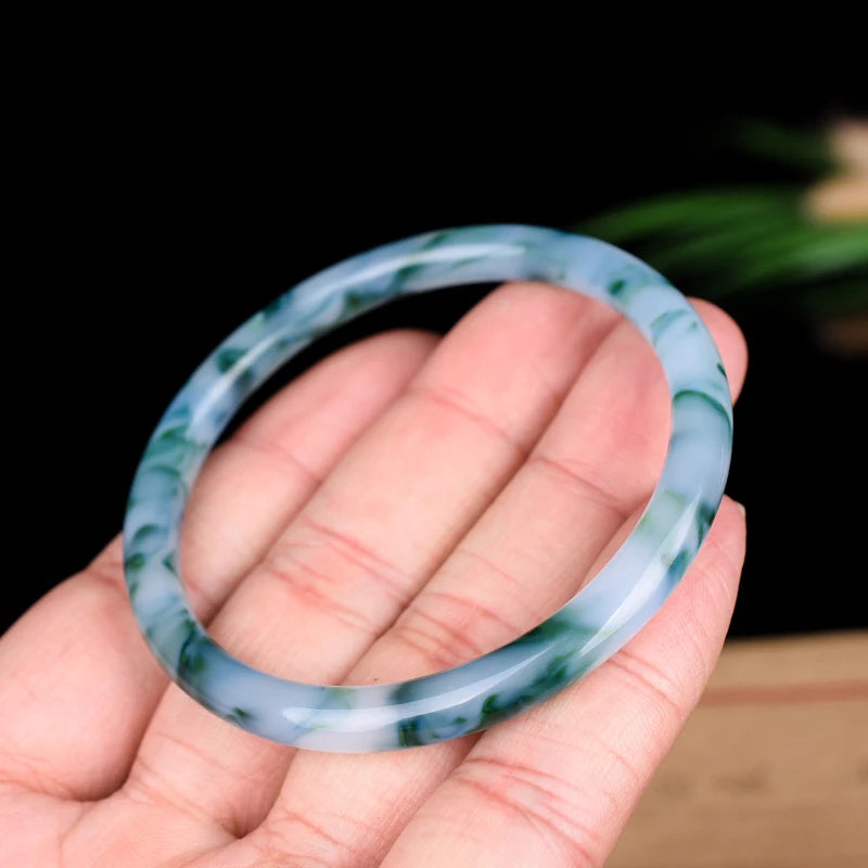 Natural Colour Jade Bangle Bracelet Jadeite Chinese Carved Charm Jewelry Amulet