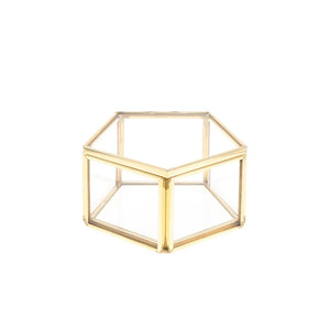 Geometrical Clear Glass Jewelry Box Ring Organizer Holder