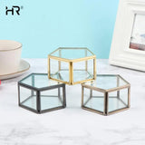 Geometrical Clear Glass Jewelry Box Ring Organizer Holder