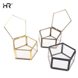 Geometrical Clear Glass Jewelry Box Ring Organizer Holder