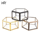 Geometrical Clear Glass Jewelry Box Ring Organizer Holder
