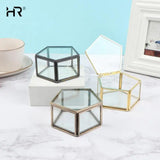 Geometrical Clear Glass Jewelry Box Ring Organizer Holder
