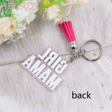 1PC MAMA Acrylic Keychain Tassel Pendant Car Bag Keyring Wedding Party Keychains
