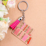 1PC MAMA Acrylic Keychain Tassel Pendant Car Bag Keyring Wedding Party Keychains
