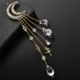 Moon Crystal Rhinestone Dangle Hair Clip Bridal Jewelry Gift