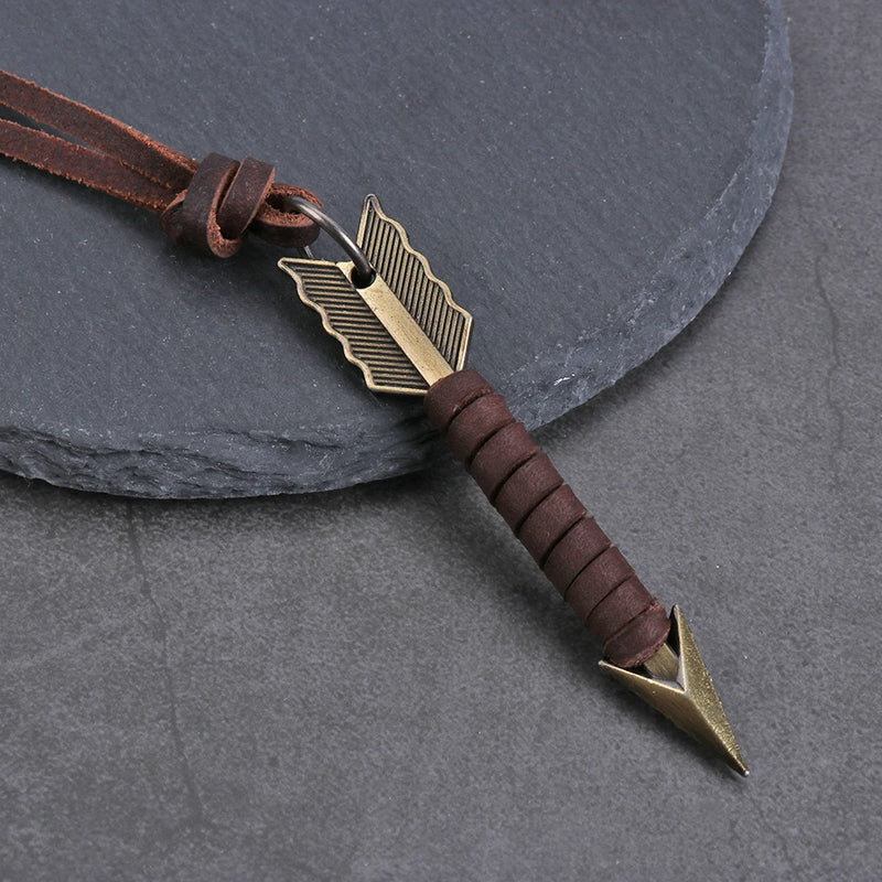Vintage Leather Arrow Pendant Necklace Body Choker Chain Necklaces