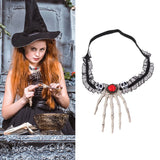 Head and Hand Bone Pendant Necklace for Halloween Costume