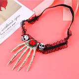 Head and Hand Bone Pendant Necklace for Halloween Costume