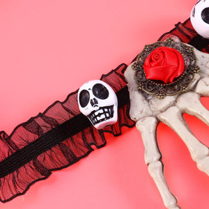 Head and Hand Bone Pendant Necklace for Halloween Costume