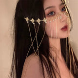 Crystal Tiara Rhinestone Headband Comb Hairwear Long Tassel Forehead Jewelry