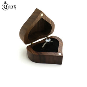 Heart Wood Ring Box Jewelry Storage Case Gift