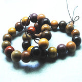 Men's Nature Wooden Bead Bracelets - Round Shape Multi Colors - 15MM Diameter