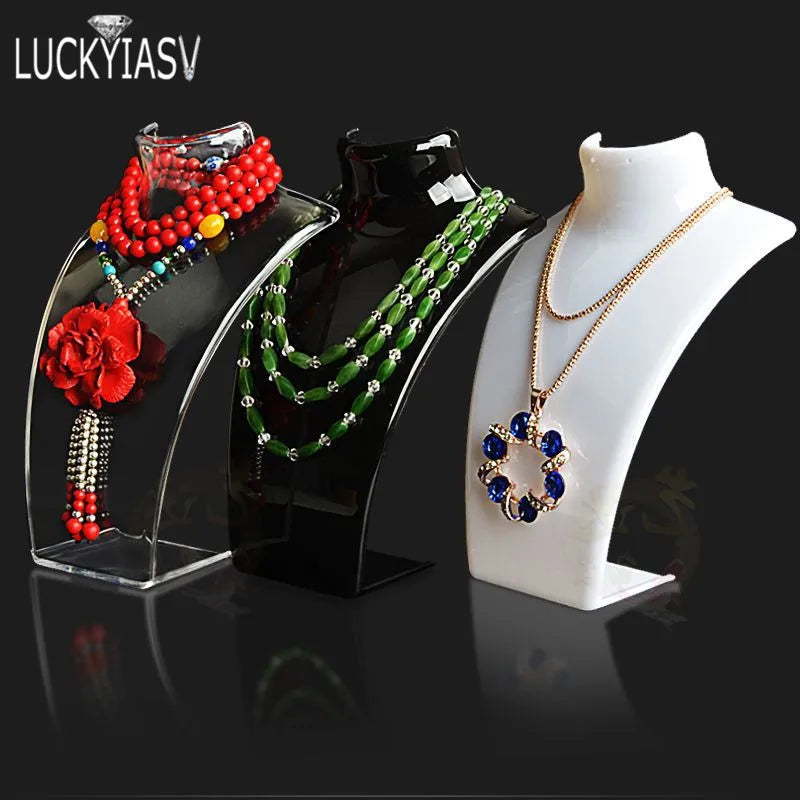 3 Colors Acrylic Mannequin Necklace Jewelry Display Holder