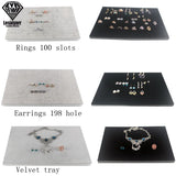 Jewelry Foam Tray Velvet Inserts Grey/Black Bracelet Watch Earrings Hole Tray