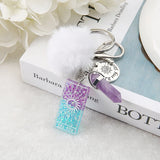 Sun Tarot Card Resin Keychain with Quartz Ball for Men Women