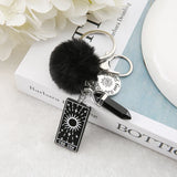 Sun Tarot Card Resin Keychain with Quartz Ball for Men Women