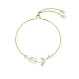 Zircon Tulip Flower Bracelet Opal Beads Adjustable Charm Jewelry