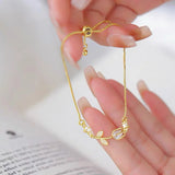 Zircon Tulip Flower Bracelet Opal Beads Adjustable Charm Jewelry