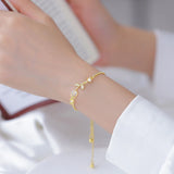 Zircon Tulip Flower Bracelet Opal Beads Adjustable Charm Jewelry