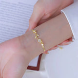 Zircon Tulip Flower Bracelet Opal Beads Adjustable Charm Jewelry