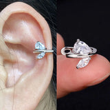 Flower Leaf Clip Earrings Rainbow Crystal Ear Cuff