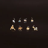 1PC L Shaped Stainless Steel Nose Studs Piercing Body Jewelry Colorful CZ Butter