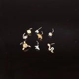1PC L Shaped Stainless Steel Nose Studs Piercing Body Jewelry Colorful CZ Butter