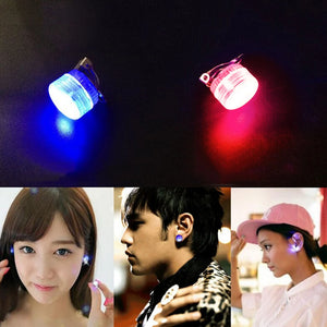 LED Flash Light Earrings Clip Bling Ear Studs Red