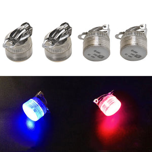 LED Flash Light Earrings Clip Bling Ear Studs Red