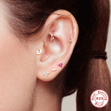 925 Silver Labret Tragus Earring Threaded Stud 18K Yellow Plated