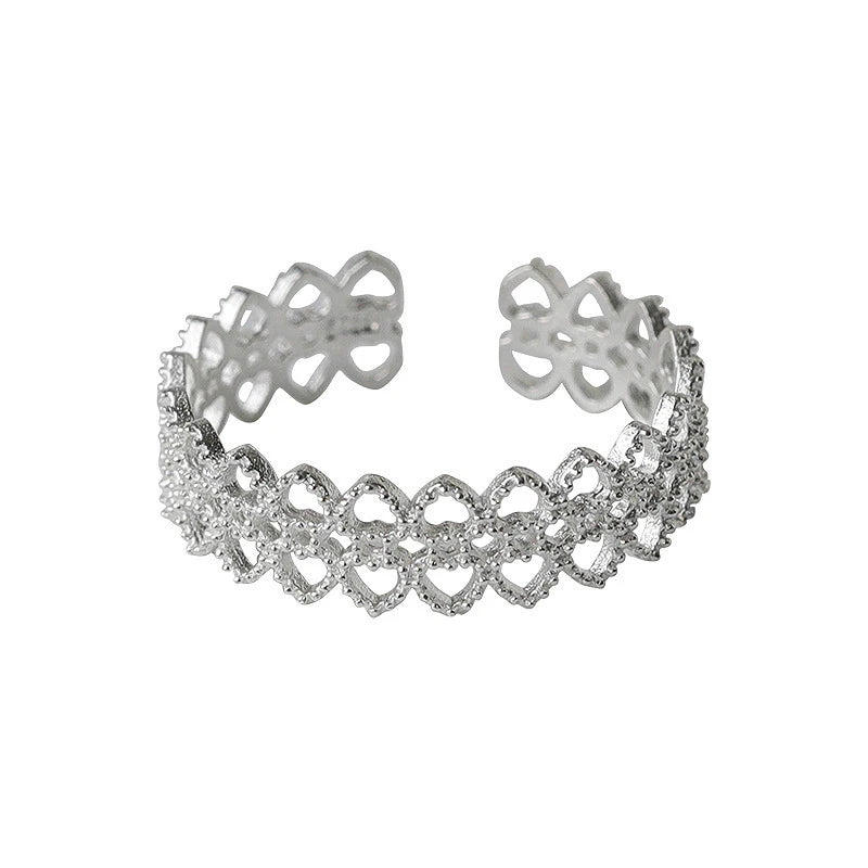 Hollow Heart Shaped Lace Ring Opening Jewelry