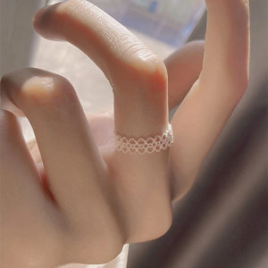 Hollow Heart Shaped Lace Ring Opening Jewelry