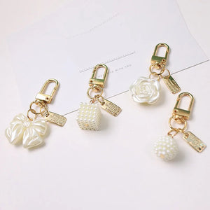Light Pearl KeyChain Rose Flower Tassel Bag Decor Charm