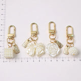 Light Pearl KeyChain Rose Flower Tassel Bag Decor Charm