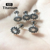 Titanium Labret Piercing Jewelry Zircon Ear Studs 16G 6/8/10mm Bar Piercing
