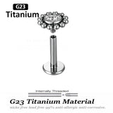 Titanium Labret Piercing Jewelry Zircon Ear Studs 16G 6/8/10mm Bar Piercing