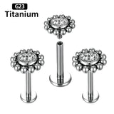 Titanium Labret Piercing Jewelry Zircon Ear Studs 16G 6/8/10mm Bar Piercing