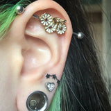 Long Barbell Industrial Piercing Crystal Ear Cartilage Stud Earring 14G