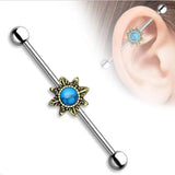 Long Barbell Industrial Piercing Crystal Ear Cartilage Stud Earring 14G