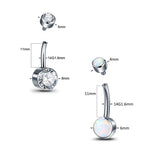 Titanium CZ & Opal Belly Button Ring Navel Earring