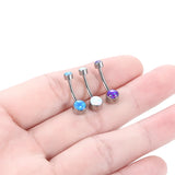 Titanium CZ & Opal Belly Button Ring Navel Earring