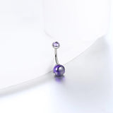Titanium CZ & Opal Belly Button Ring Navel Earring