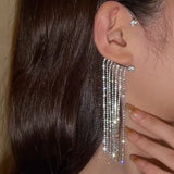 Long Tassel Crystal Zircon Non Piercing Ear Cuff Earrings