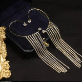Long Tassel Crystal Zircon Non Piercing Ear Cuff Earrings