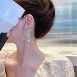 Long Tassel Crystal Zircon Non Piercing Ear Cuff Earrings