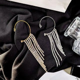 Long Tassel Crystal Zircon Non Piercing Ear Cuff Earrings