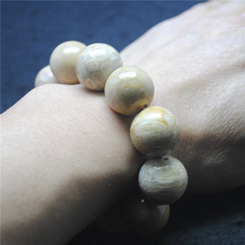 Men's Natural Stone Bracelet with Elastic Wire - Powerful Bangle