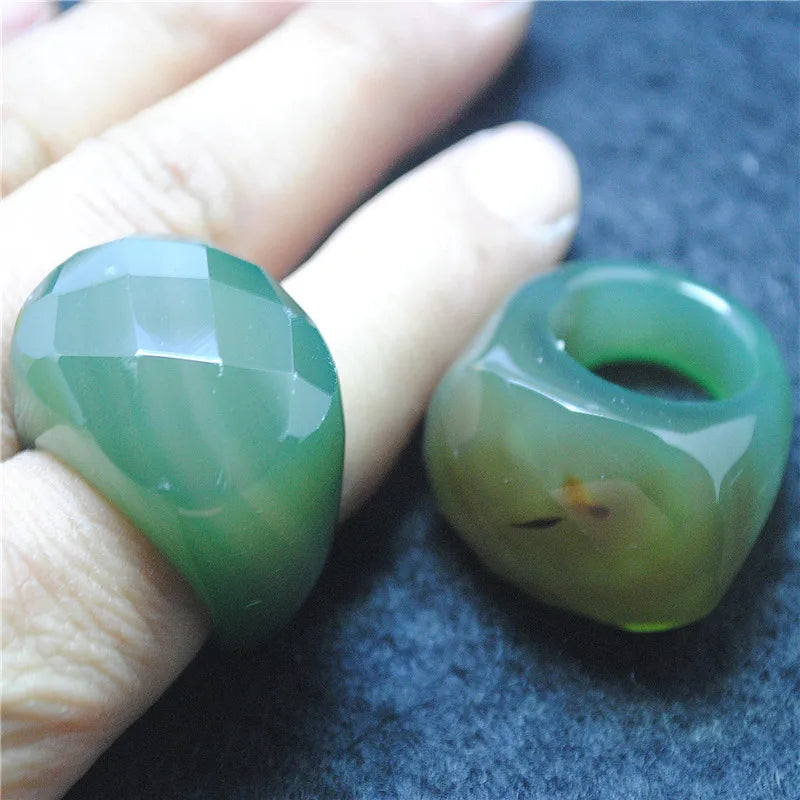 Men's Green Agate Stone Gemstone Ring - Various Colors